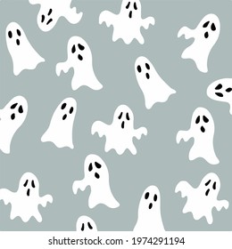 Halloween Ghost Pattern Background. Vector Illustration.