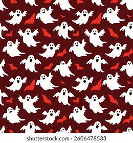 Halloween ghost pattern background vector illustration