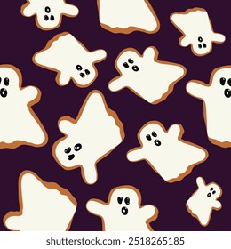 Halloween Ghost Pattern. Surface design for paper and textile art. Vector illustration background for halloween.