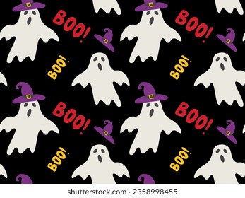 Halloween ghost pattern and texture. Seamless Vector illustration for fabric, packaging, textiles