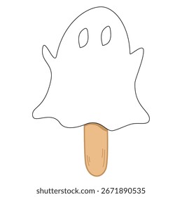 Halloween Ghost Popsicle Flat Illustration. cartoon
