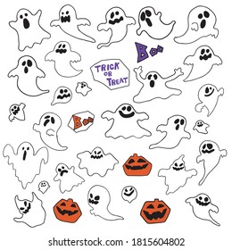 halloween ghost pumpikin handdrawing illust