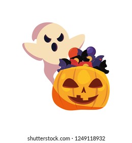 halloween ghost with pumpkin