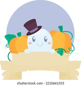 Pancarta de Fantasma y Calabaza de Halloween