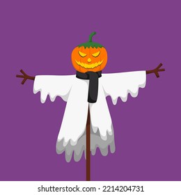 Halloween Ghost with Pumpkin Cartoon Illustration