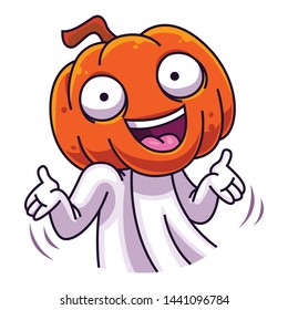 Halloween ghost. Halloween pumpkin. Vector illustration in a cartoon style. Elements for you Halloween. Vector illustration in a flat design. 