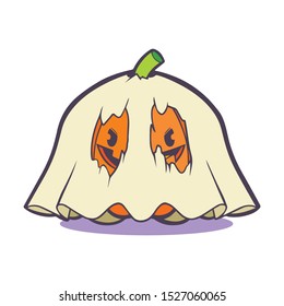 Halloween ghost. Halloween pumpkin. Vector illustration in a cartoon style. Elements for you Halloween. Vector illustration in a flat design. Vector illustration for Halloween.