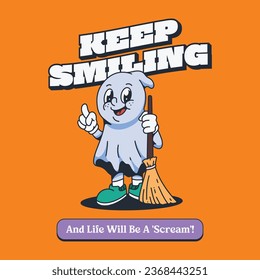 Halloween Ghost Retro Mascot cartoon