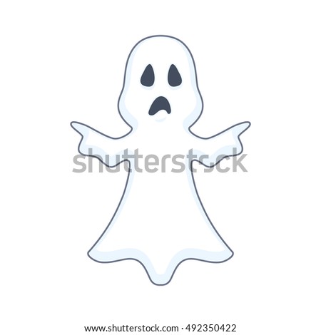Halloween ghost with a sad face illustration