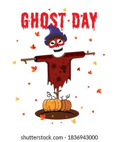 Halloween ghost scarecrow.Halloween day vector