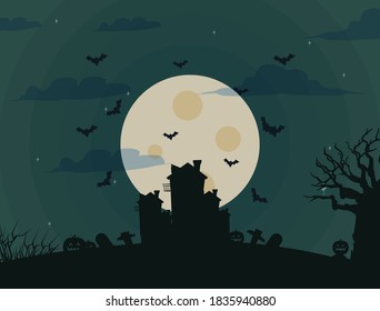 Halloween ghost scary background in october