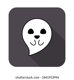 Halloween ghost, scary or cute cartoon spooky ghost, Halloween holiday. Isolated icon. Flat style vector illustration.