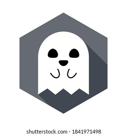 Halloween ghost, scary or cute cartoon spooky ghost, Halloween holiday. Isolated icon. Flat style vector illustration.