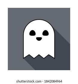 Halloween ghost, scary or cute cartoon spooky ghost, Halloween holiday. Isolated icon. Flat style vector illustration.