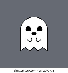 Halloween ghost, scary or cute cartoon spooky ghost, Halloween holiday. Background color. Isolated icon. Flat style vector illustration.