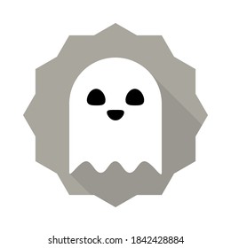 Halloween ghost, scary or cute cartoon spooky ghost, Halloween holiday. Isolated icon. Flat style vector illustration.