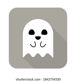 Halloween ghost, scary or cute cartoon spooky ghost, Halloween holiday. Isolated icon. Flat style vector illustration.