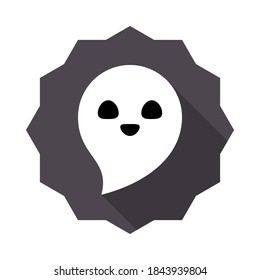 Halloween ghost, scary or cute cartoon spooky ghost, Halloween holiday. Isolated icon. Flat style vector illustration.