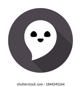 Halloween ghost, scary or cute cartoon spooky ghost, Halloween holiday. Isolated icon. Flat style vector illustration.