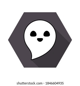 Halloween ghost, scary or cute cartoon spooky ghost, Halloween holiday. Isolated icon. Flat style vector illustration.
