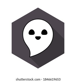 Halloween ghost, scary or cute cartoon spooky ghost, Halloween holiday. Isolated icon. Flat style vector illustration.