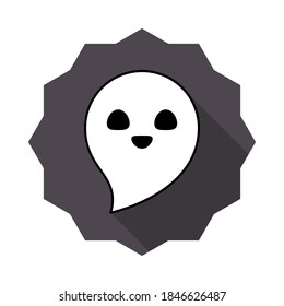 Halloween ghost, scary or cute cartoon spooky ghost, Halloween holiday. Isolated icon. Flat style vector illustration.