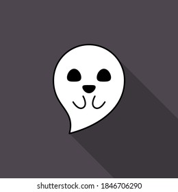 Halloween ghost, scary or cute cartoon spooky ghost, Halloween holiday. Isolated icon. Flat style vector illustration.