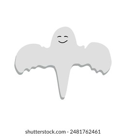 Halloween fantasma miedo monstruo otoño vacaciones espeluznante espíritu fantasma volador icono con lindo espeluznante feliz y divertida caras póster o Ilustración vectorial de Anuncio