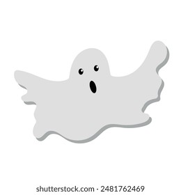 Halloween fantasma miedo monstruo otoño vacaciones espeluznante espíritu fantasma volador icono con lindo espeluznante feliz y divertida caras póster o Ilustración vectorial de Anuncio