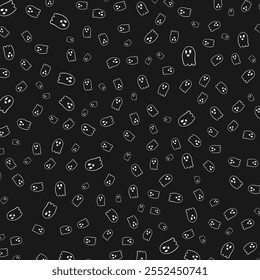 Halloween ghost scary pattern aesthetic doodle endless background. Vector illustration