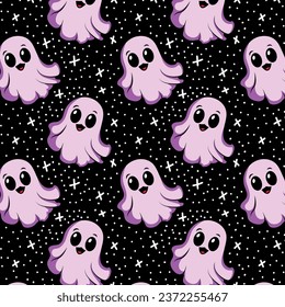 halloween ghost seamless cute scary pattern for wallpaper decorations
