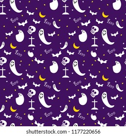 Halloween ghost seamless pattern. Spooky in Halloween concept.