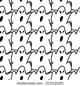 halloween ghost seamless pattern. terrible spirit, horror. October holiday. flying horror, fright. vector flat illustration