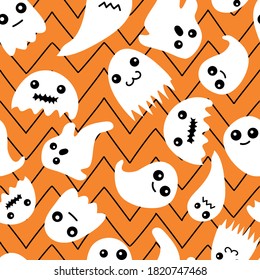 Halloween Ghost Seamless Pattern. Vector illustration. 