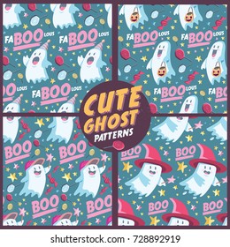 Halloween Ghost Seamless Pattern Wallpaper Background. Isolated artwork object. Suitable for and any print media need.