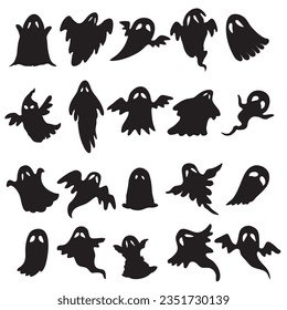 Halloween ghost set on white background.