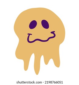 Halloween Ghost Shape, Hand Drawn Cute Spirit Silhouette, Isolated on White Background. Vector Illustration, Doodle design element. Retro Groovy Style of 70s. 