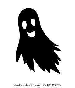Halloween ghost silhouette. Abstract spirit, evil forces and mysticism. Sticker for social networks and messengers, graphic element for website, poster or banner. Cartoon flat vector illustration