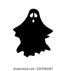 Halloween ghost silhouette illustration, sad ghost