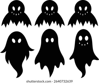 Halloween ghost silhouette set, Set of halloween ghost silhouette. vector illustration