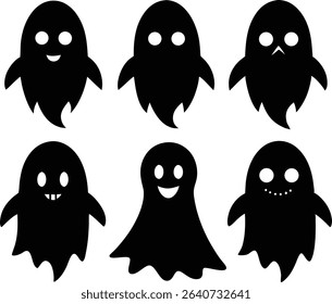 Halloween ghost silhouette set, Set of halloween ghost silhouette. vector illustration