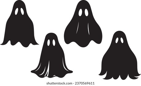 Halloween Ghost Silhouette, Halloween Ghost Vector Art, Halloween Ghost Illustration, Ghost Vector.