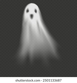 Halloween ghost silhouettes isolated for Autumn Banner,Vector 3d scary white ghost transparent with spooky faces flying,Ghoul or spirit monsters,Horror holiday for fall element 