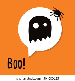 Halloween ghost and spider concept background for Halloween Party night. 