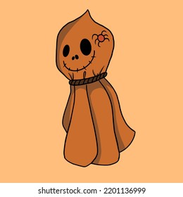 Halloween ghost with a spider on his head illustration