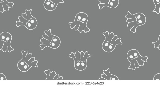 Halloween ghost spirit devil monster line art pattern