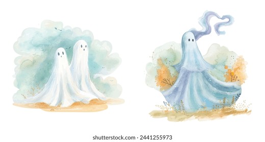 Halloween Geist Geist Aquarell Vektor-Illustration 