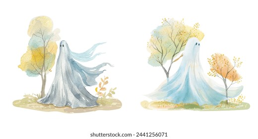 Halloween Geist Geist Aquarell Vektor-Illustration 