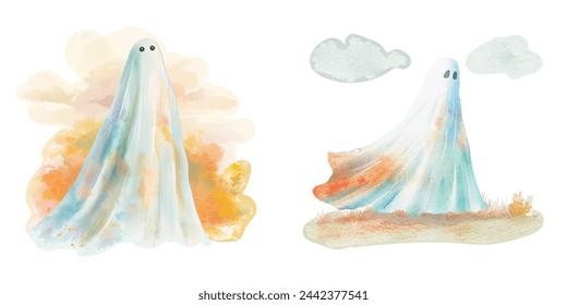 Halloween Geist Geist Aquarell Vektor-Illustration 