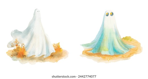 Halloween Geist Geist Aquarell Vektor-Illustration 